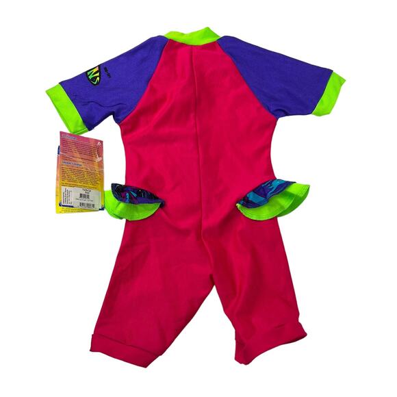 Radicool Skins 100+SPF Short Sleeve Swim Suit Pink Neon NWT Girls 2 US 2T - Picture 2 of 5